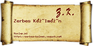 Zerbes Kálmán névjegykártya